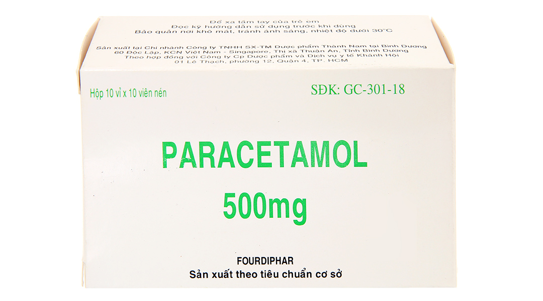 Paracetamol Khahopharma 500mg giảm đau, hạ sốt