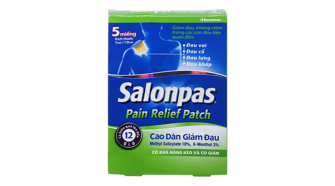 Cao dán Salonpas Pain Relief Patch giảm đau, kháng viêm cơ khớp