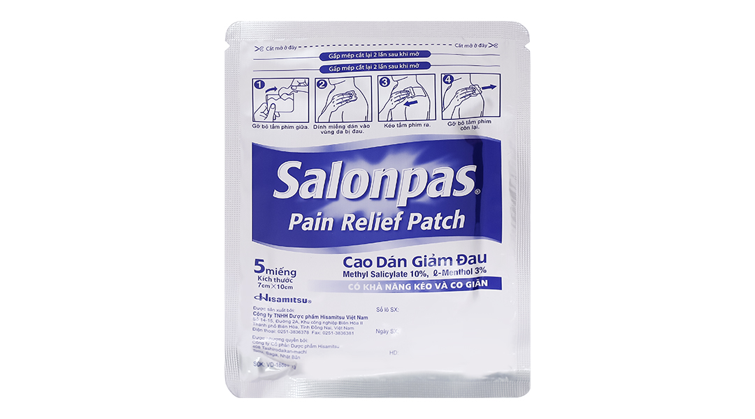 Cao dán Salonpas Pain Relief Patch giảm đau, kháng viêm cơ khớp