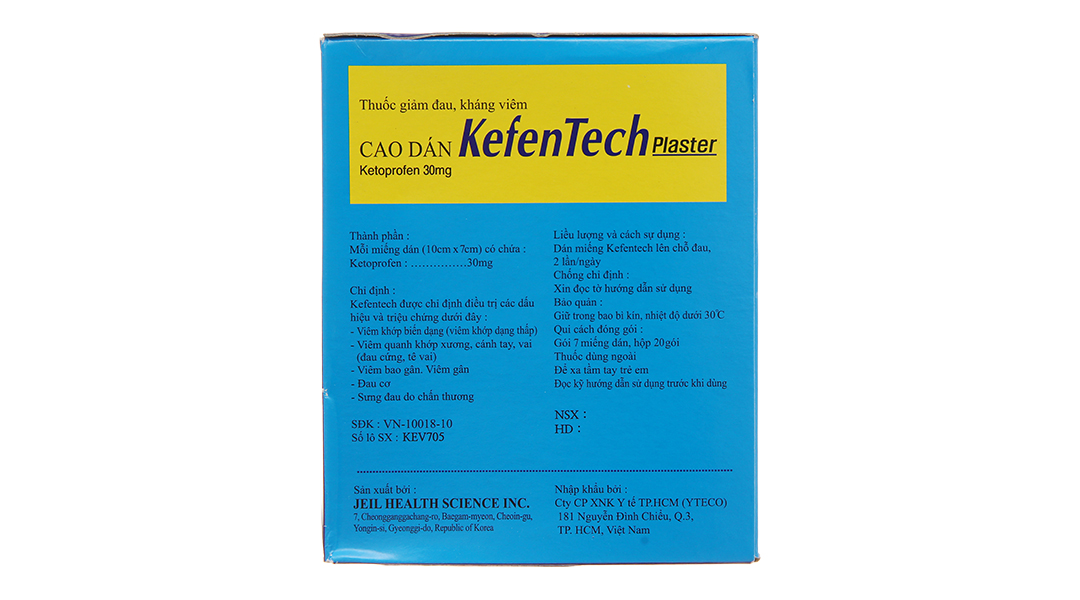 Cao dán KefenTech Plaster 30mg giảm đau, viêm khớp dạng thấp