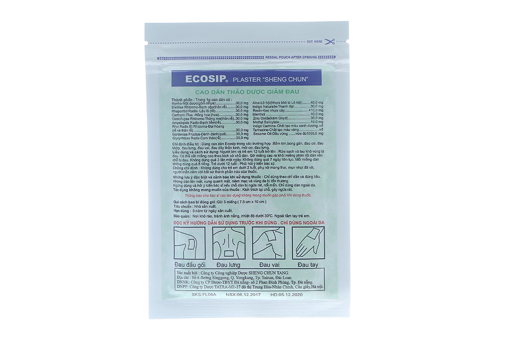 Cao dán thảo dược Ecosip giảm đau cơ xương khớp