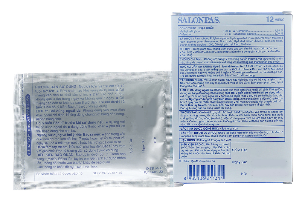 Cao dán Salonpas Pain Relief Patch giảm đau, kháng viêm