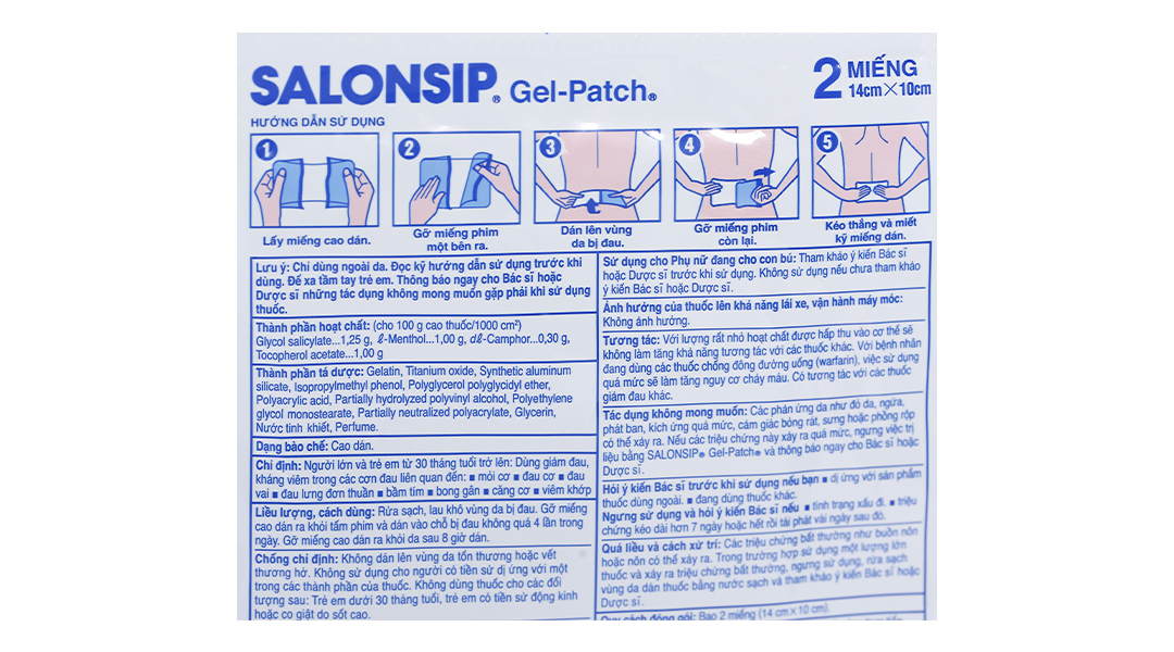 Cao dán Salonsip Gel-Patch giảm đau, kháng viêm cơ khớp