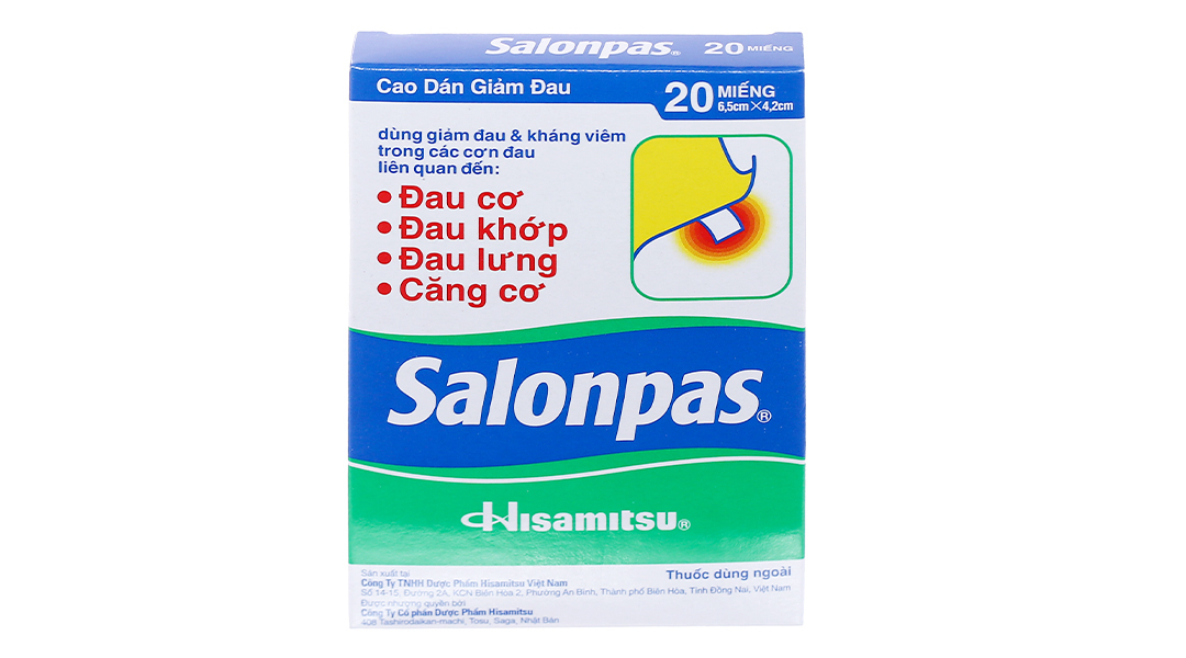 Cao dán Salonpas giảm đau, kháng viêm cơ xương