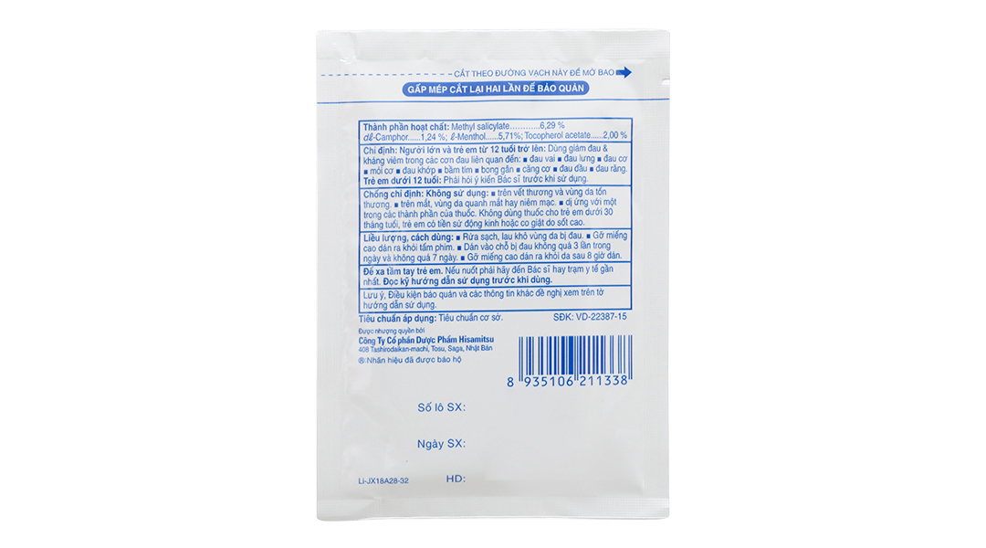 Cao dán Salonpas giúp giảm đau, kháng viêm