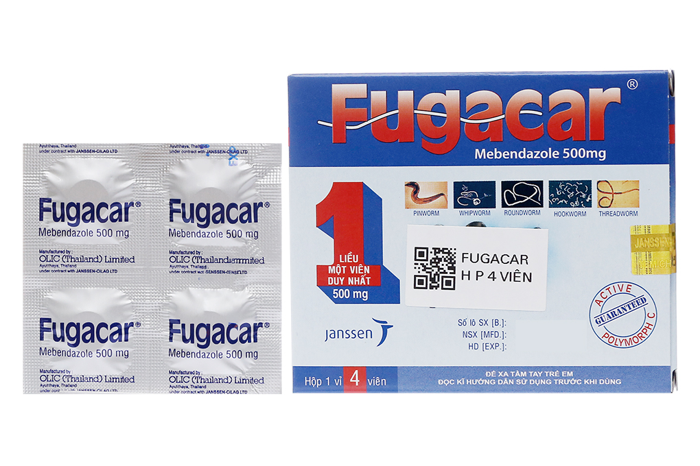 Fugacar 500mg trị giun sán