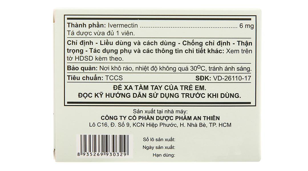 Ivermectin 6 A.T trị giun, ấu trùng