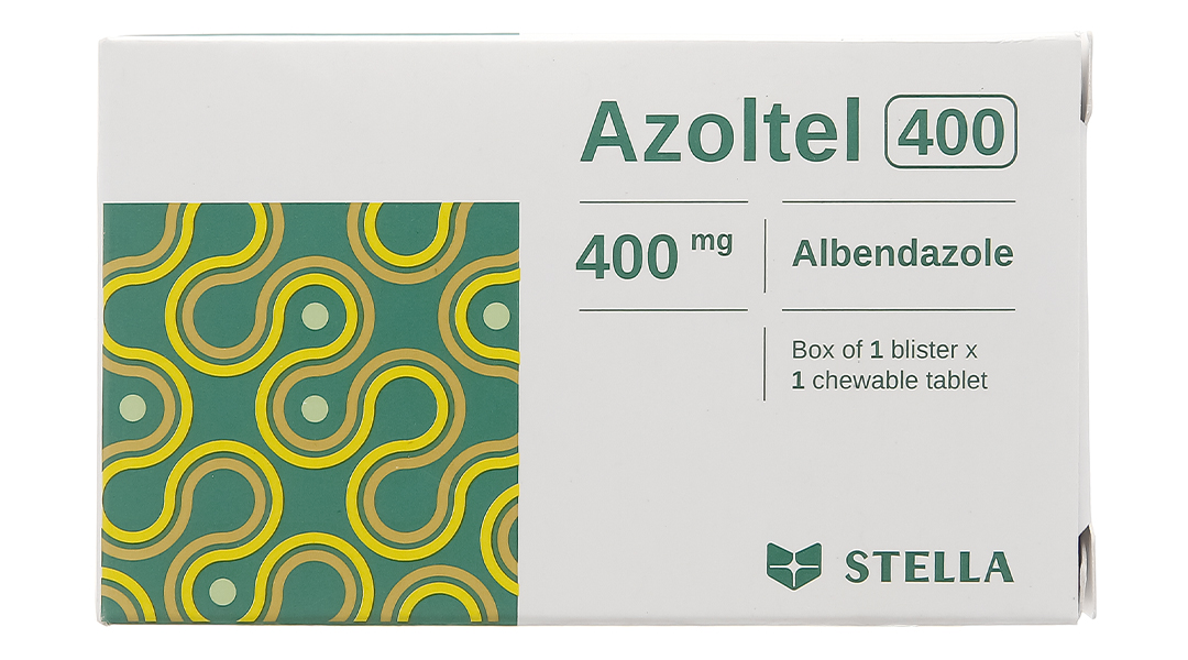 Viên nhai Azoltel 400 trị ấu trùng sán lợn, nang sán chó