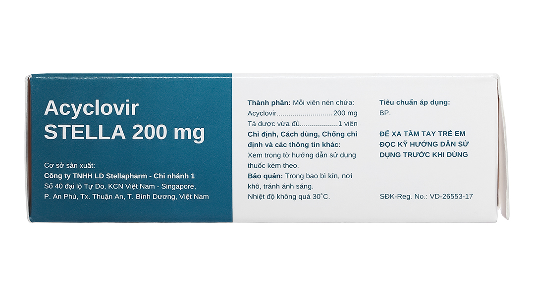 Acyclovir Stella 200mg thuốc kháng virus Herpes simplex