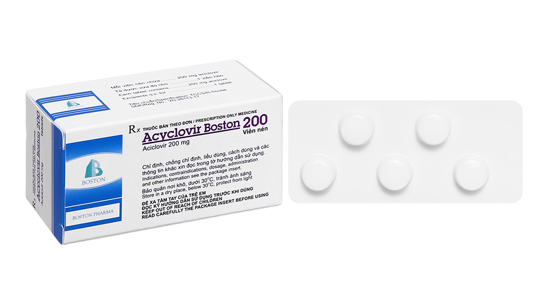 Acyclovir Boston 200 phòng và trị nhiễm virus Herpes