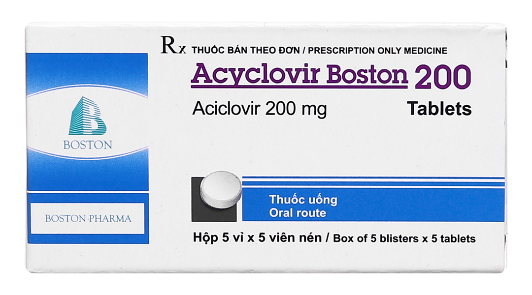 Acyclovir Boston 200 phòng và trị nhiễm virus Herpes