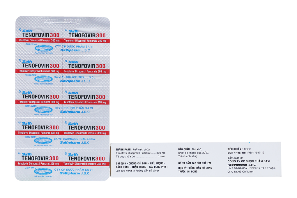 Savi Tenofovir 300 phối hợp trị HIV, viêm gan B mạn tính