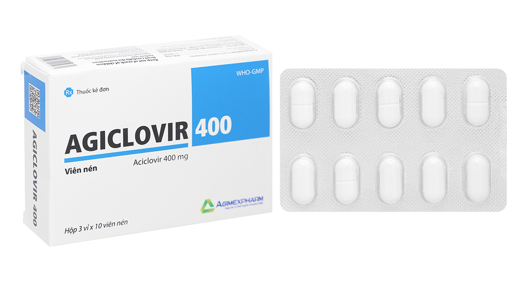Agiclovir 400 trị nhiễm Herpes simplex, Herpes zoster, thủy đậu
