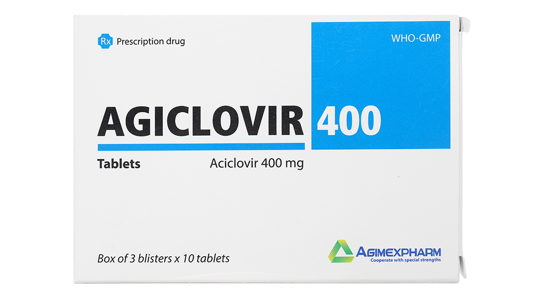 Agiclovir 400 trị nhiễm Herpes simplex, Herpes zoster, thủy đậu