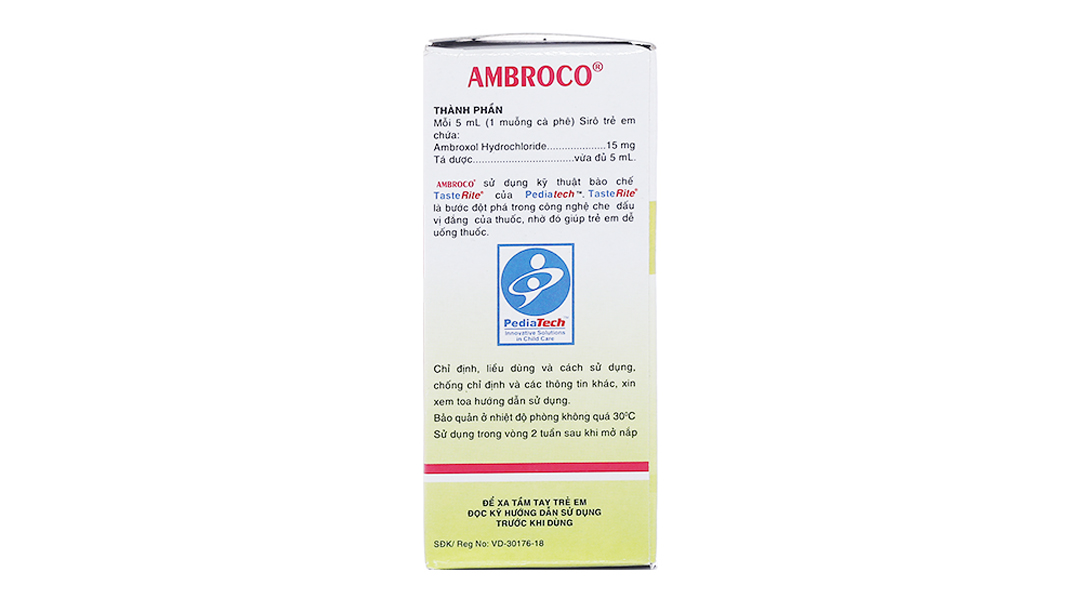 Siro Ambroco 15mg/5ml hỗ trợ tan đàm trong bệnh lý hô hấp