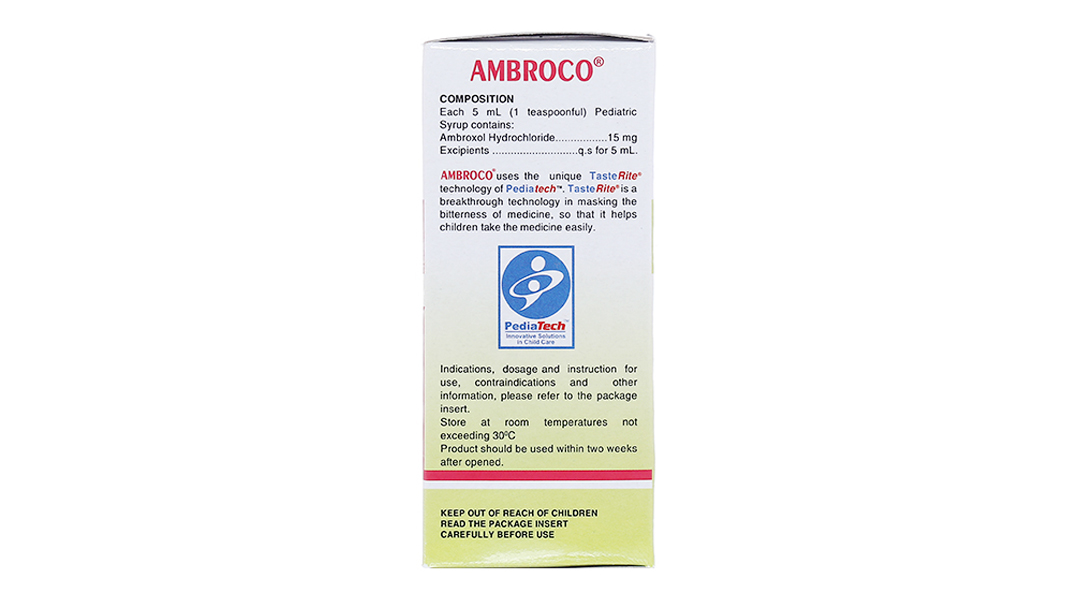 Siro Ambroco 15mg/5ml hỗ trợ tan đàm trong bệnh lý hô hấp