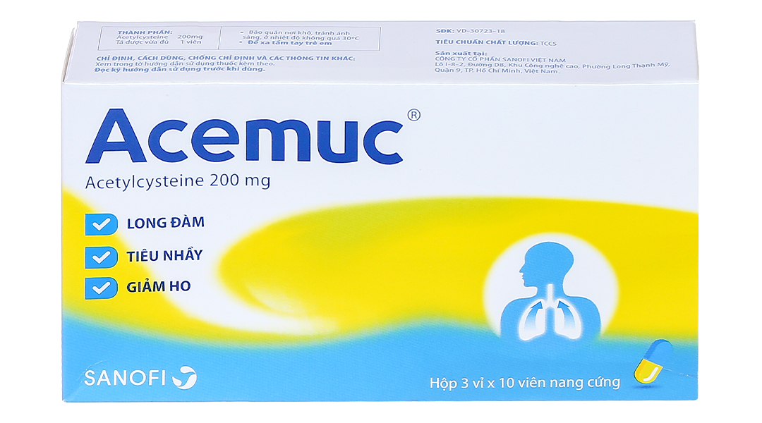 Acemuc 200mg tiêu nhầy trong bệnh lý hô hấp