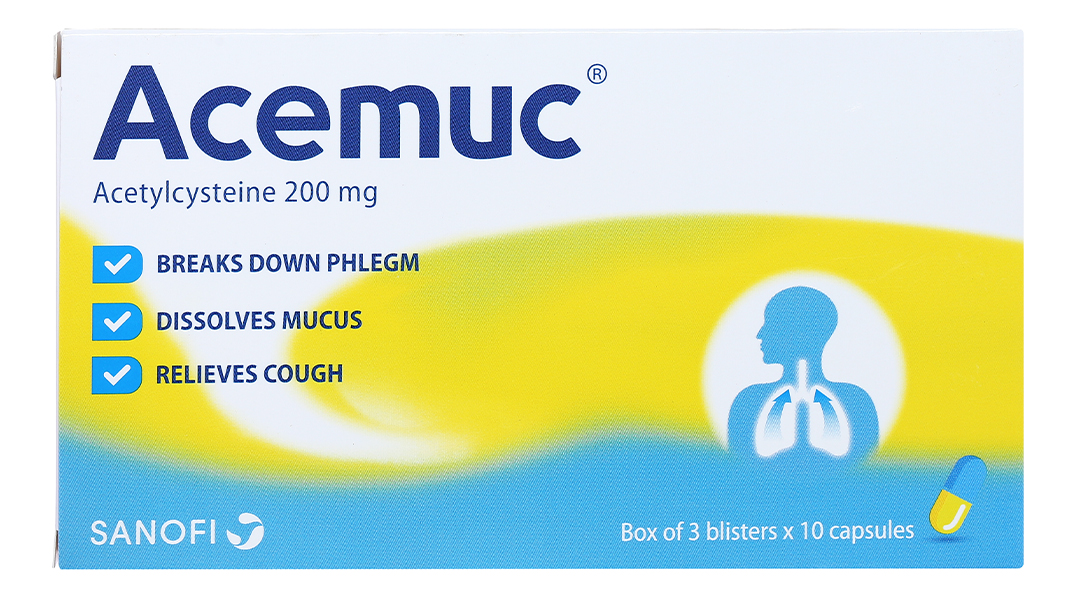 Acemuc 200mg tiêu nhầy trong bệnh lý hô hấp