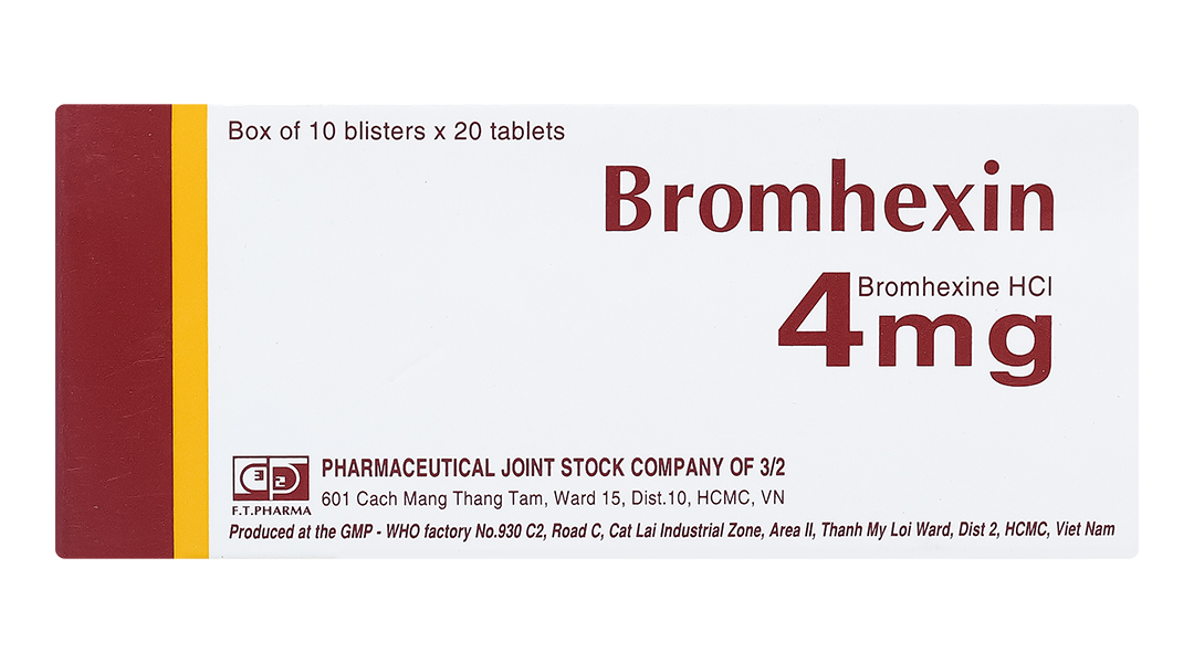 Bromhexin F.T Pharma 4mg tan đàm trong bệnh lý hô hấp