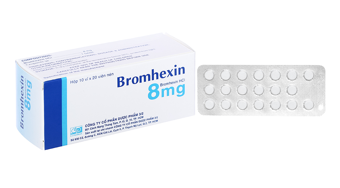 Bromhexin F.T Pharma 8mg trị rối loạn tiết dịch phế quản