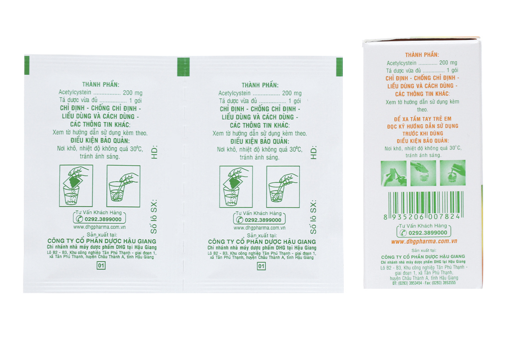 Thuốc bột Mitux 200mg làm tan đàm trong bệnh lý hô hấp
