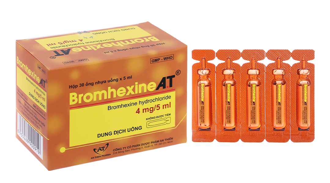 Dung dịch uống Bromhexine A.T 4mg/5ml loãng đàm trong bệnh lý hô hấp