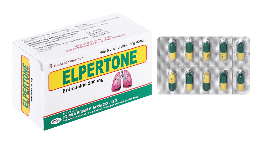 Elpertone 300mg trị triệu chứng đợt viêm phế quản cấp và mạn tính