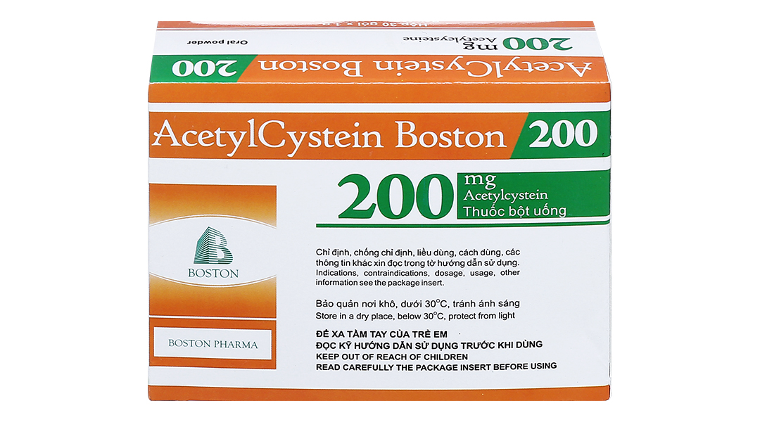 Thuốc bột Acetylcystein Boston 200 trị rối loạn tiết dịch phế quản