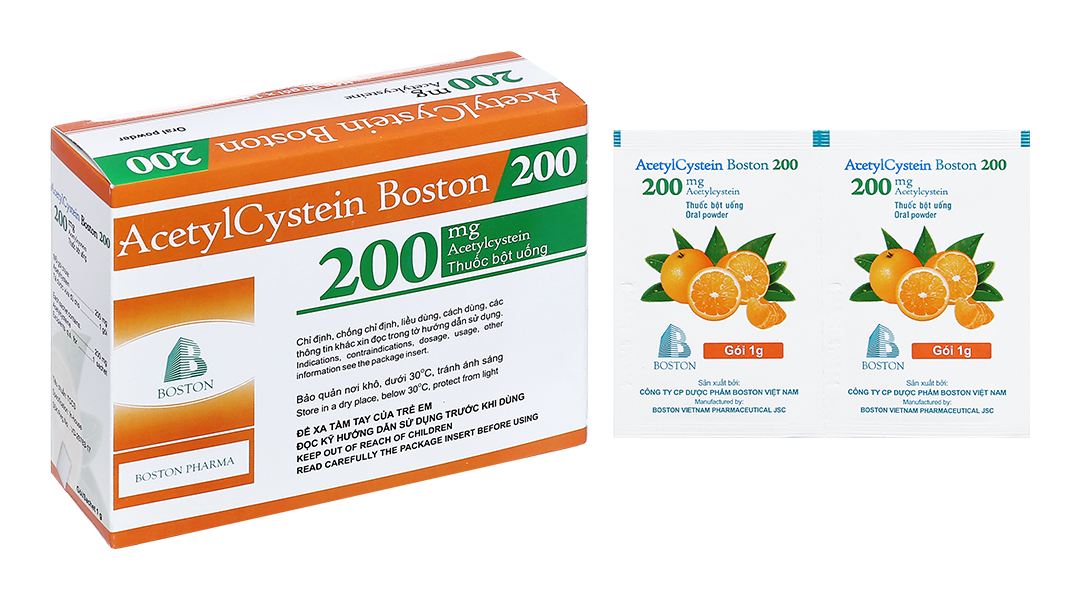 Thuốc bột Acetylcystein Boston 200 trị rối loạn tiết dịch phế quản