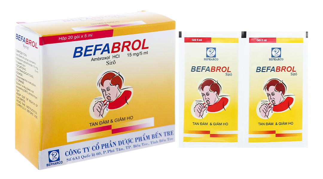 Siro Befabrol 15mg/5ml tan đàm trong bệnh lý hô hấp