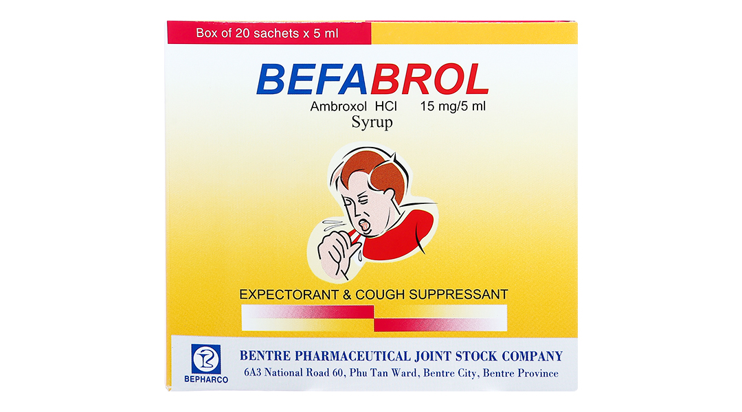 Siro Befabrol 15mg/5ml tan đàm trong bệnh lý hô hấp