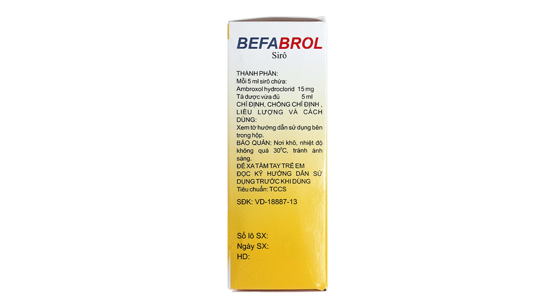 Siro Befabrol 15mg/5ml tan đàm trong bệnh lý hô hấp