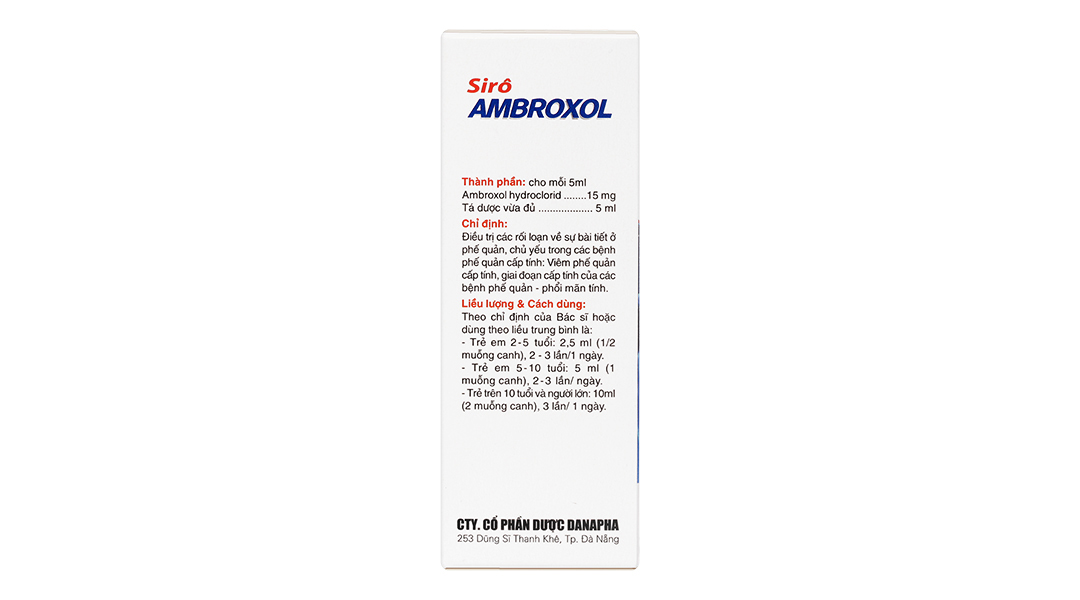 Sirô Ambroxol 15mg/5ml hỗ trợ trị các rối loạn bài tiết ở phế quản