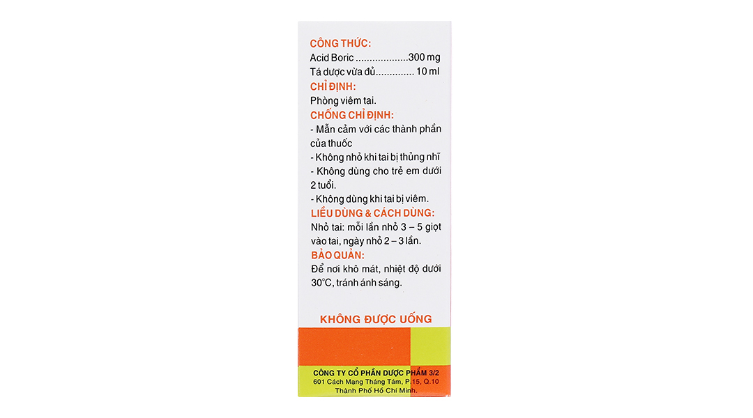 Cồn Boric F.T Pharma 3% phòng viêm tai