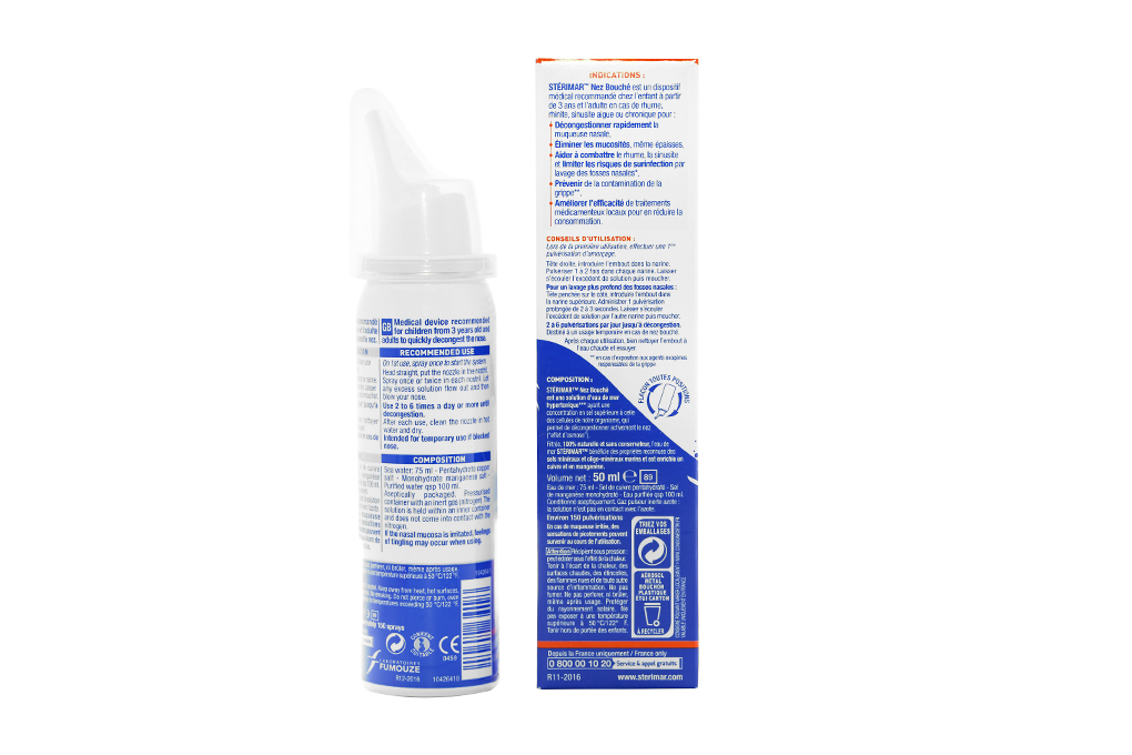 Dung dịch xịt mũi Sterimar Blocked Nose hỗ trợ giảm viêm mũi