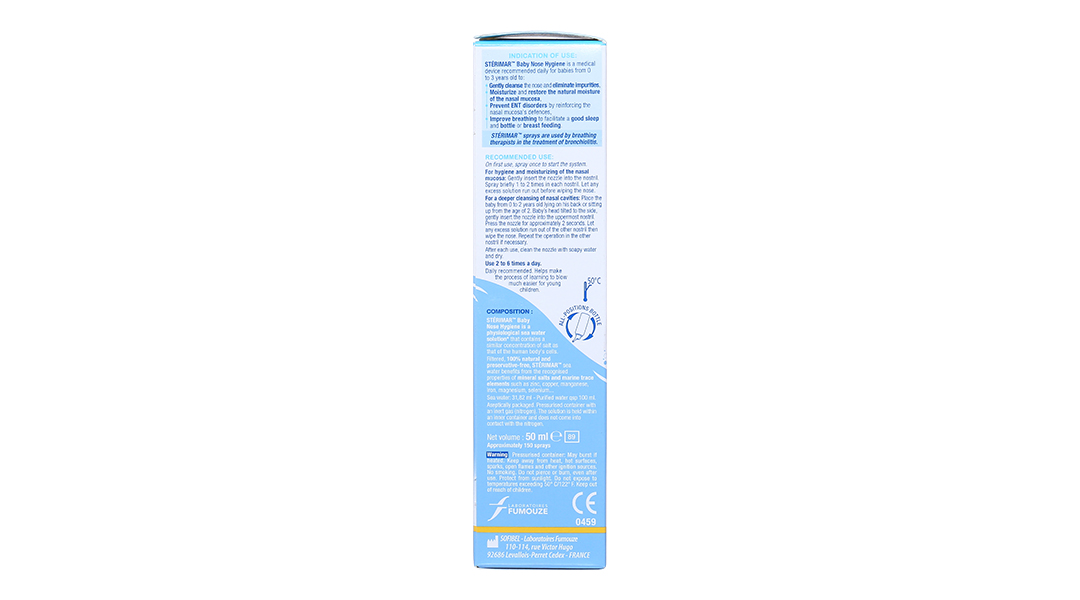 Dung dịch xịt mũi Sterimar Nose Hygiene Baby giảm nghẹt mũi cho bé