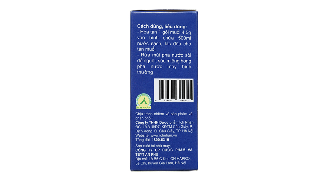 Muối Y Tế Ích Nhân pha nước súc miệng họng, rửa mũi
