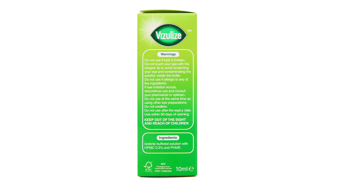 Nước mắt nhân tạo Vizulize Hypromellose 0.3% giảm cảm giác khô, kích ứng mắt