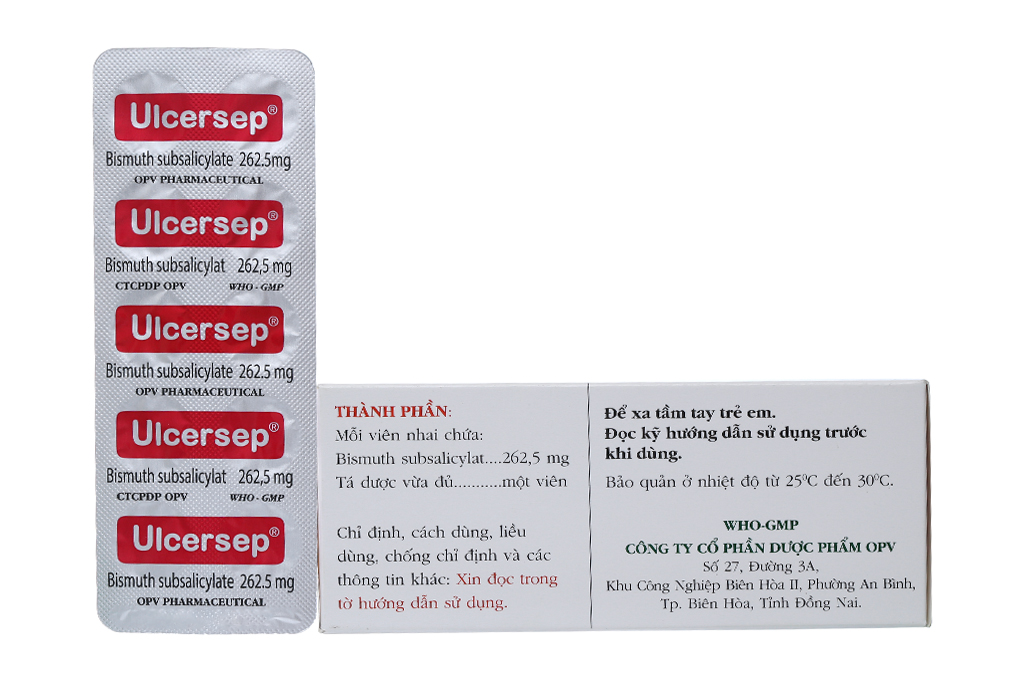 Viên nhai Ulcersep 262.5mg giảm khó chịu dạ dày, buồn nôn