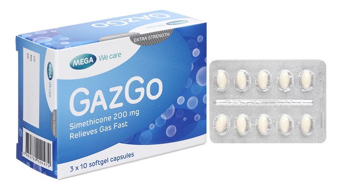 Gazgo 200mg trị chướng bụng và đầy hơi