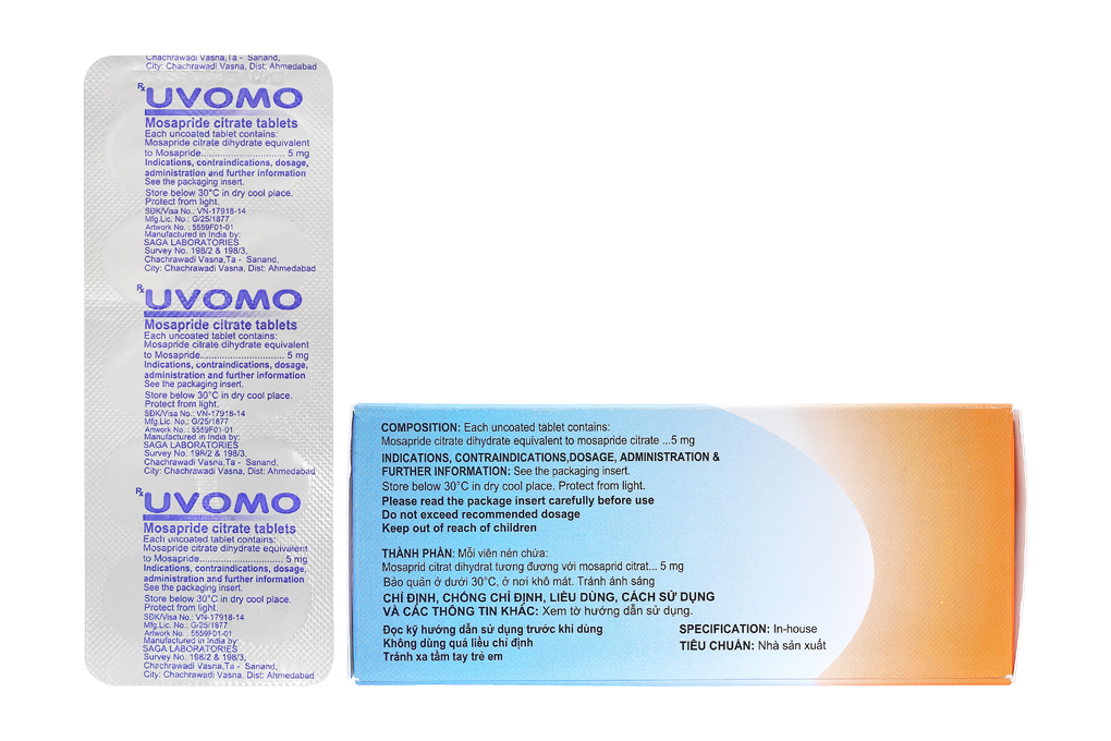 Uvomo 5mg trị rối loạn tiêu hóa