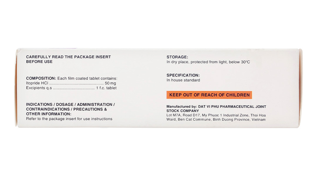 Toulalan 50mg trị triệu chứng dạ dày - ruột như chướng bụng, chán ăn