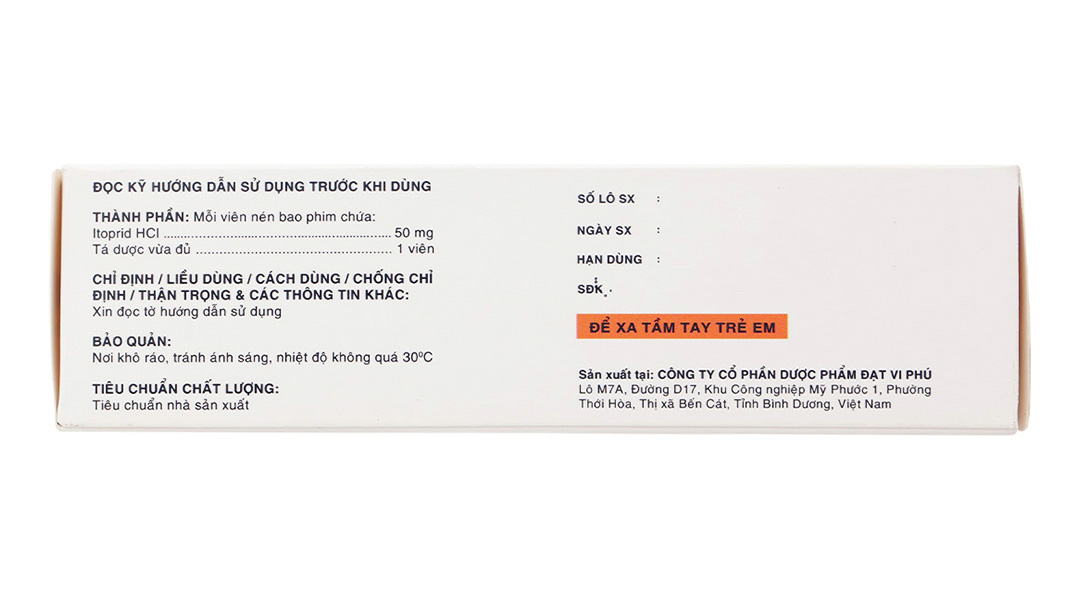 Toulalan 50mg trị triệu chứng dạ dày - ruột như chướng bụng, chán ăn