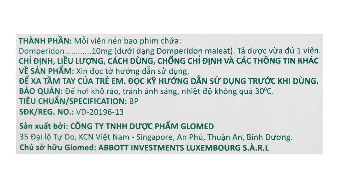 Glomoti-M 10mg trị triệu chứng nôn và buồn nôn