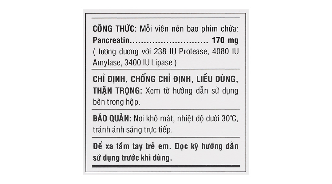 Pancres 170mg trị chứng kém hấp thu do thiếu các men tiêu hóa