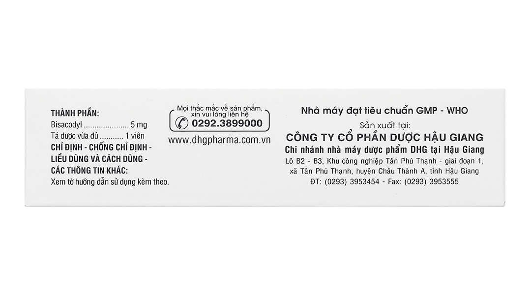 BisacodylDHG 5mg trị táo bón, làm sạch ruột trước và sau phẫu thuật