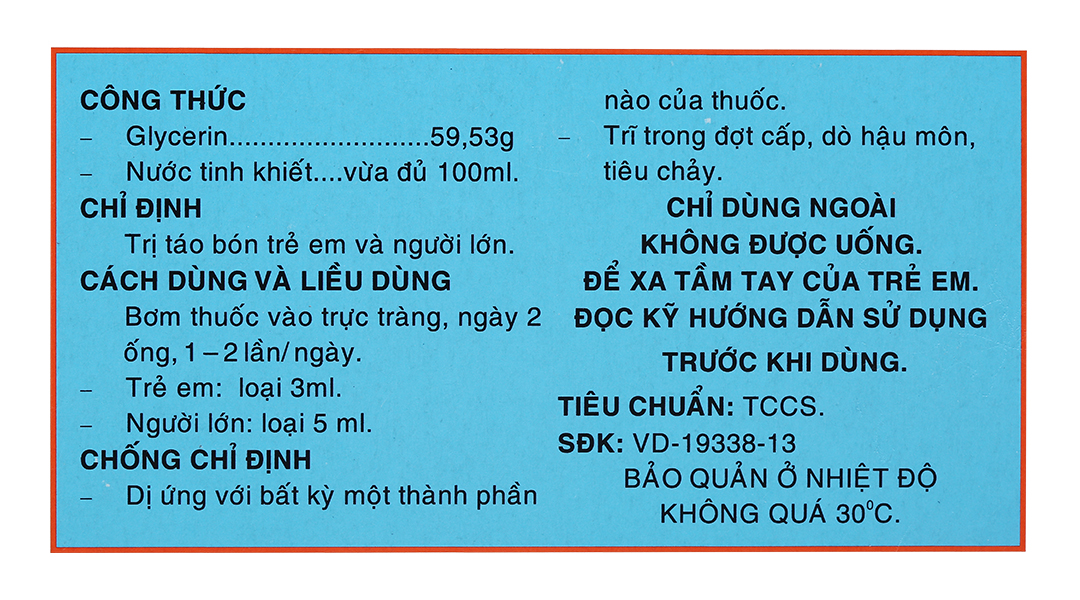 Dung dịch bơm trực tràng Rectiofar trị táo bón