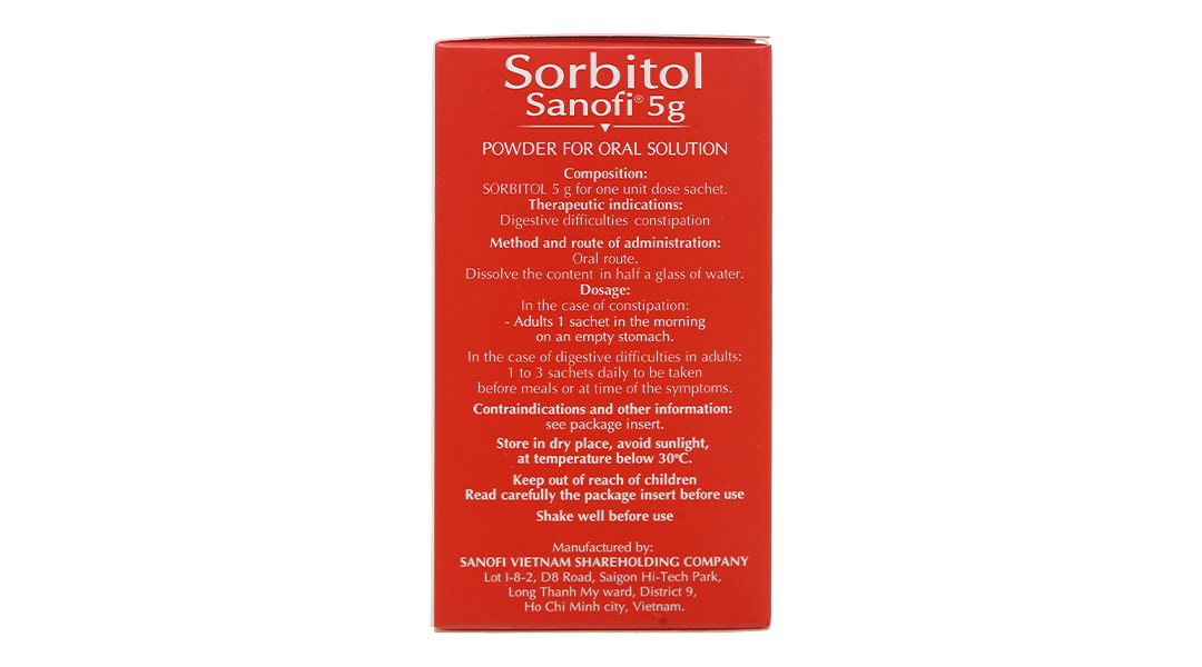 Thuốc bột Sorbitol Sanofi 5g trị chứng khó tiêu, táo bón