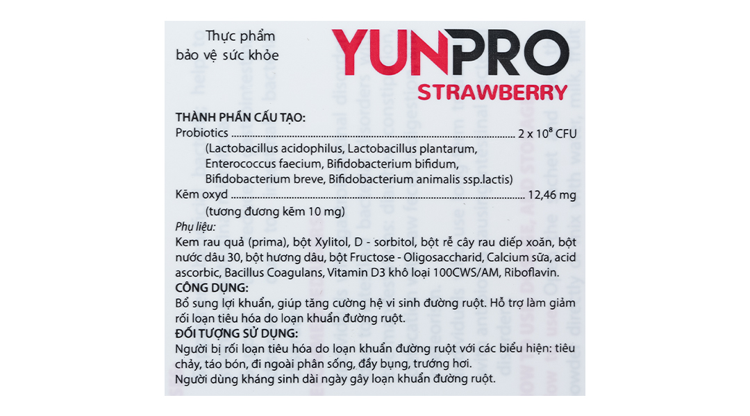 Men vi sinh Yunpro Strawberry bổ sung lợi khuẩn