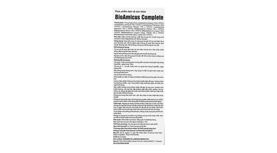 Thực phẩm bảo vệ sức khỏe Bioamicus Complete